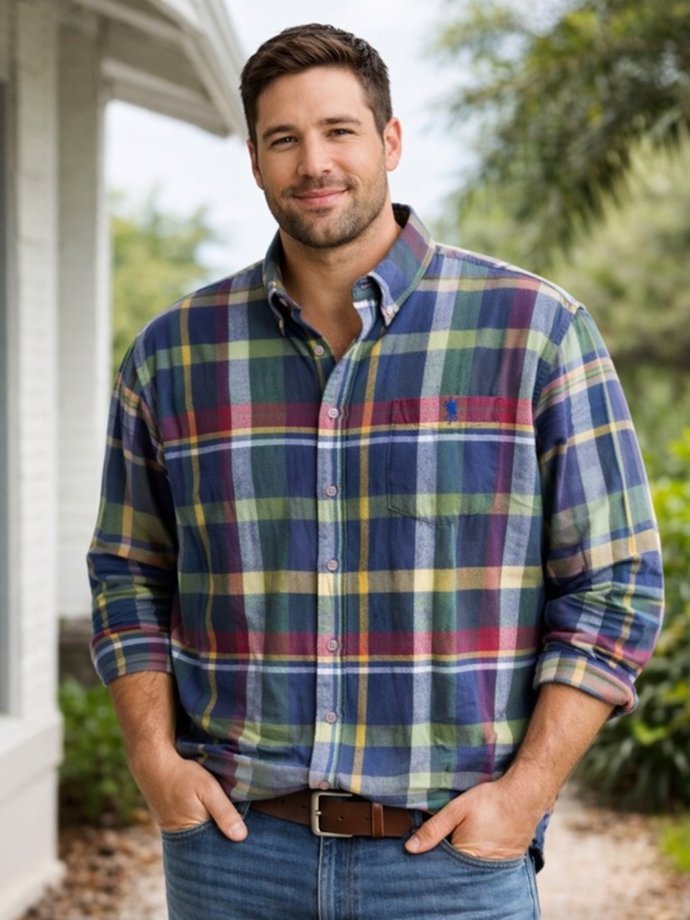 U.S. Polo Assn. Blue and Green Casual Button Down Shirt